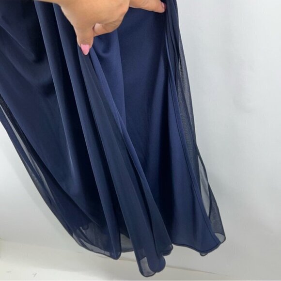 Alex Evenings - Women's Long Cold Shoulder Dress - Navy Blue. Size: 12. NWT - Picture 15 of 16